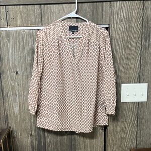 Chelsea & Violet Cream and Brown Printed Long-Sleeve Tunic